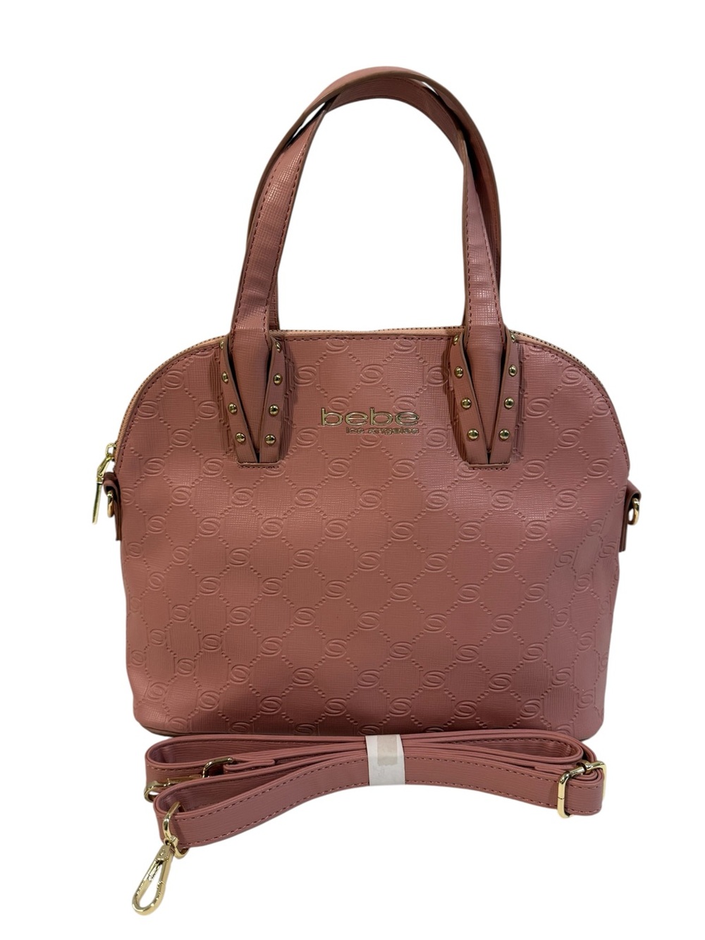 Bebe Dusty Rose Pink Faux Leather Dome Satchel Handbag
